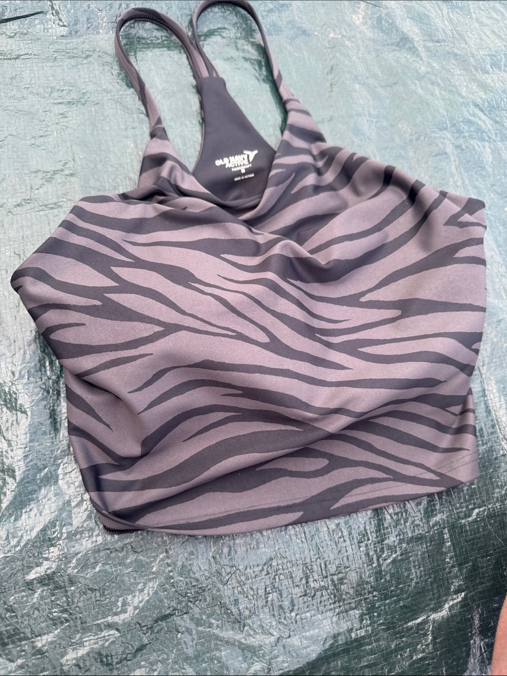 Old Navy Black and Gray Zebra-Print Crop Tank